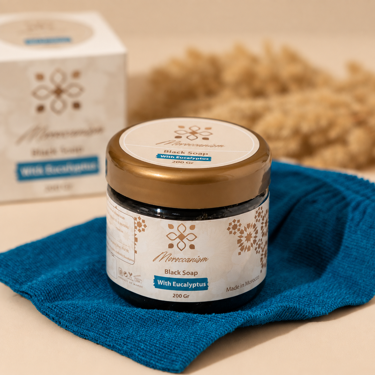 Savon noir marocain à l'eucalyptus + gant exfoliant | 200 g