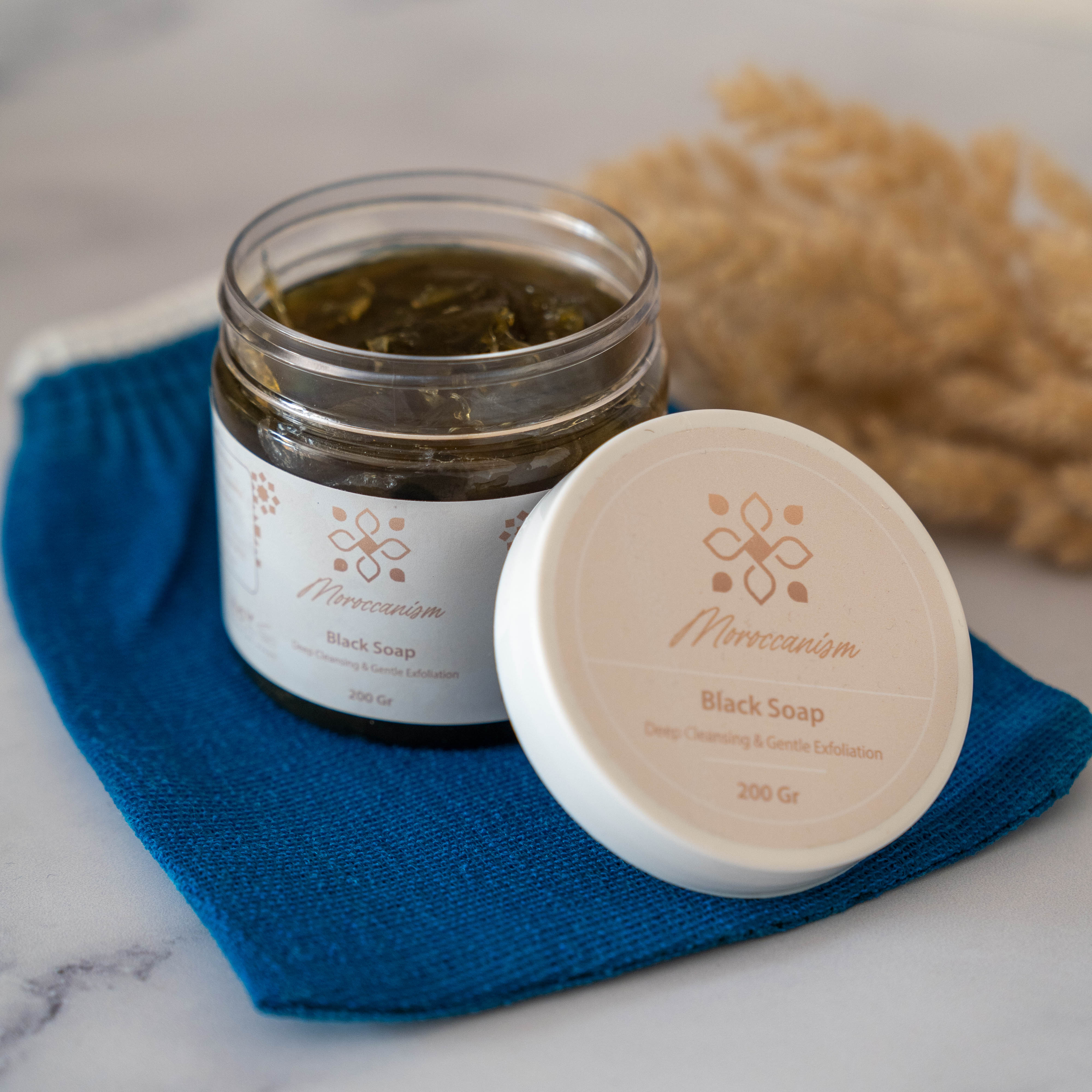 Moroccan Black Soap & Exfoliating Glove – Deep Cleansing Duo