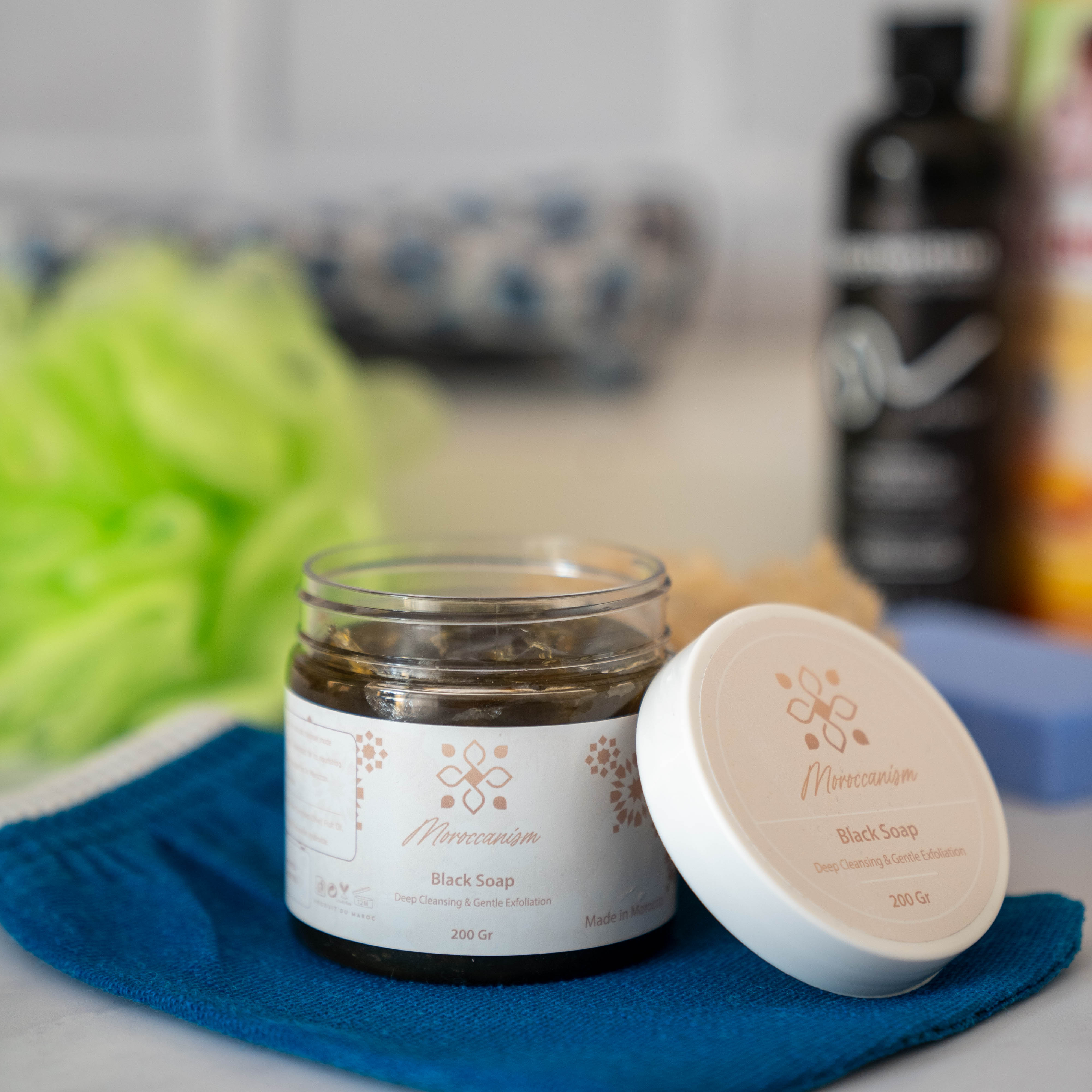 Moroccan Black Soap & Exfoliating Glove – Deep Cleansing Hammam Ritual | 200g