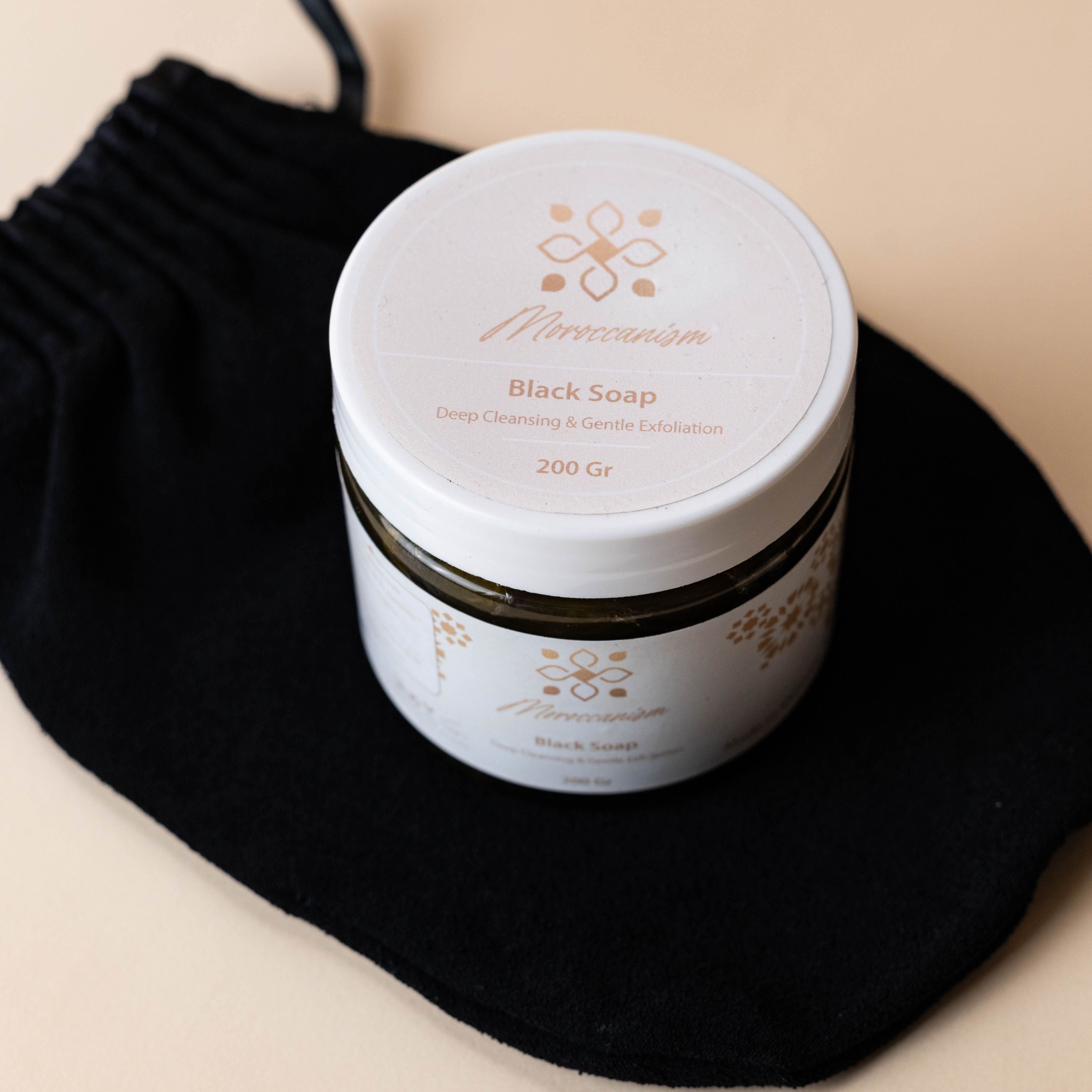 Moroccan Black Soap & Exfoliating Glove – Deep Cleansing Hammam Ritual | 200g